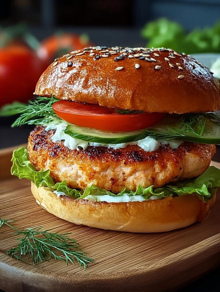 Air Fryer Salmon Burger
