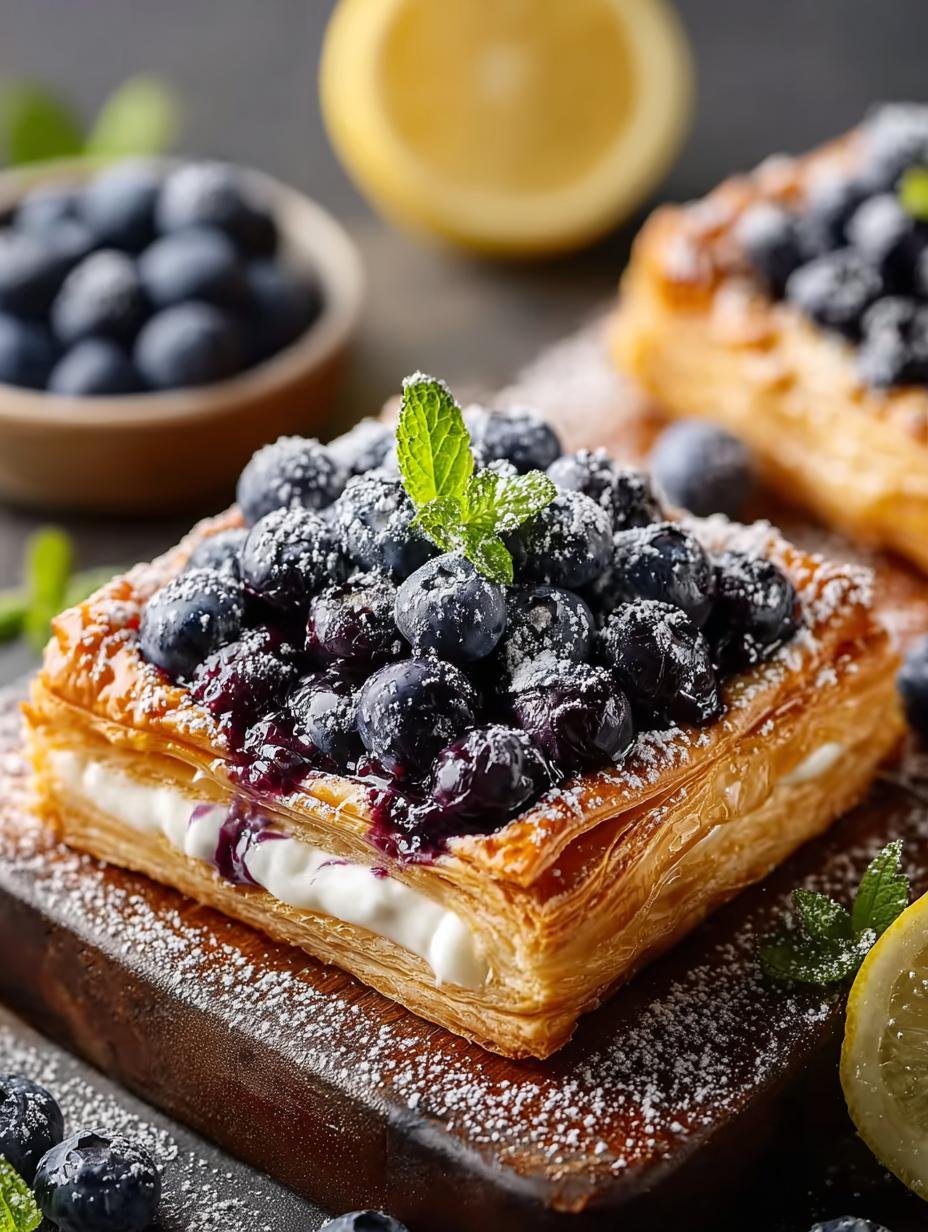 Delicious Blueberry Puff Pastry Tarts with Lemon Glaze - Blueberry Puff Pastry Tarts - additional detail
