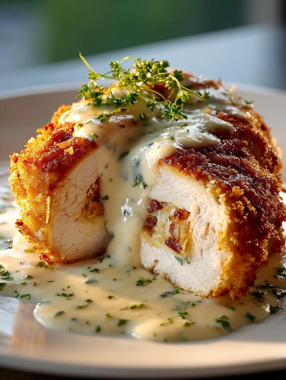 Delicious Chicken Cordon Bleu with Swiss Cheese Sauce - Chicken Cordon Bleu with - additional detail