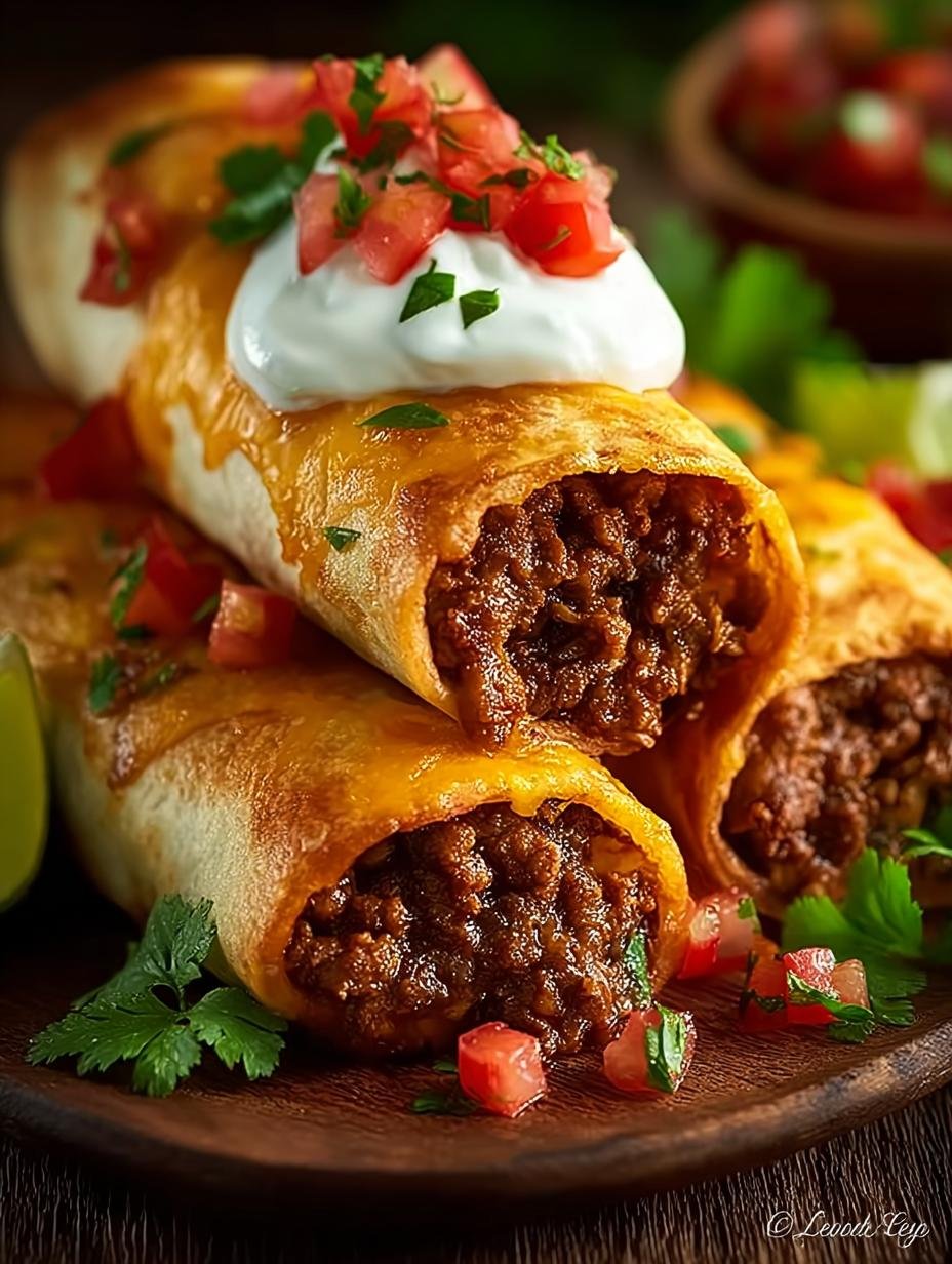 Crispy Cheesy Beef Chimichangas