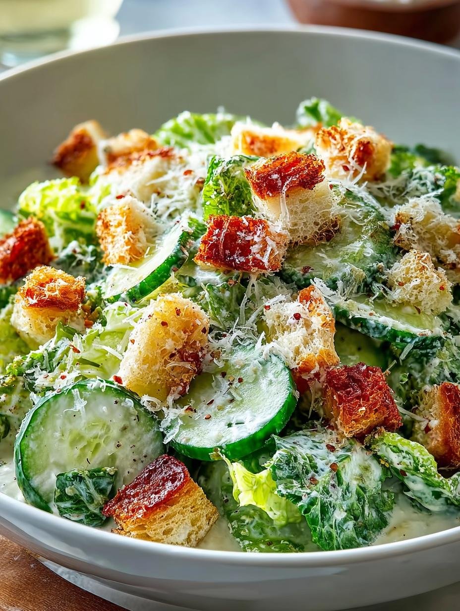 Cucumber Caesar Salad Refreshing Delight for Summer - Cucumber Caesar Salad Refreshing - additional detail