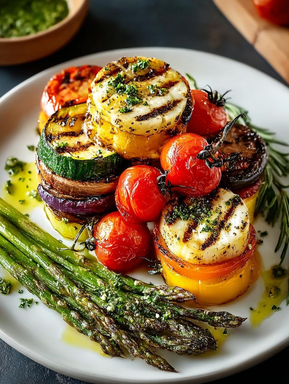 Grilled Vegetables with Bold Basil Garlic Sauce - Grilled Vegetables - additional detail