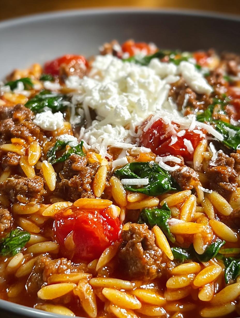 Ground Beef Orzo with