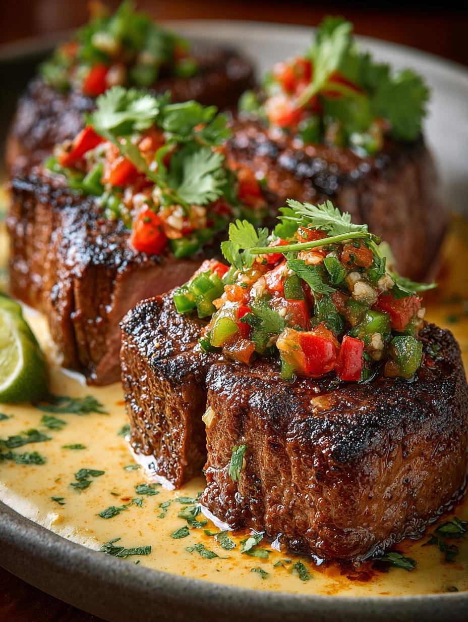 Mexican Spiced Steaks with Creamy Chile Con Queso - Mexican Spiced Steaks with - main visual representation