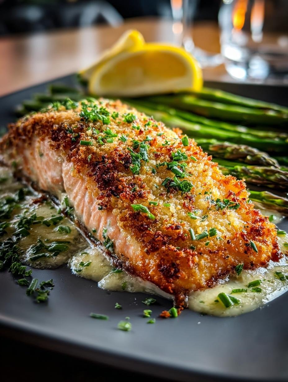 Delicious Parmesan Crusted Baked Salmon with Asparagus - Parmesan Crusted Baked Salmon - additional detail