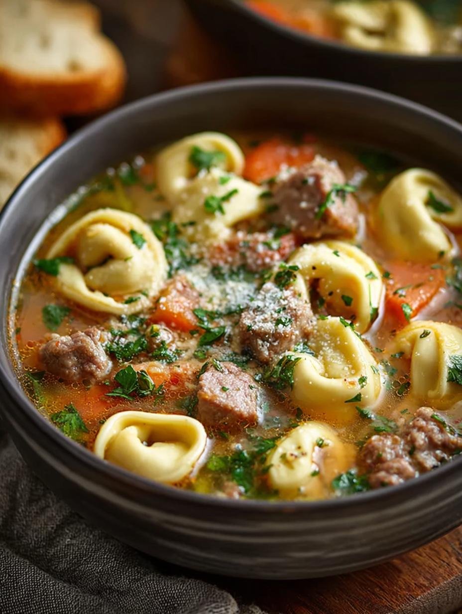 Irresistibly Creamy Sausage Tortellini Soup Recipe - Sausage Tortellini Soup - main visual representation