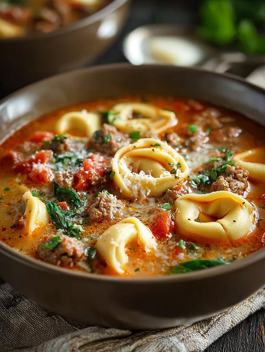 Irresistibly Creamy Sausage Tortellini Soup Recipe - Sausage Tortellini Soup - additional detail