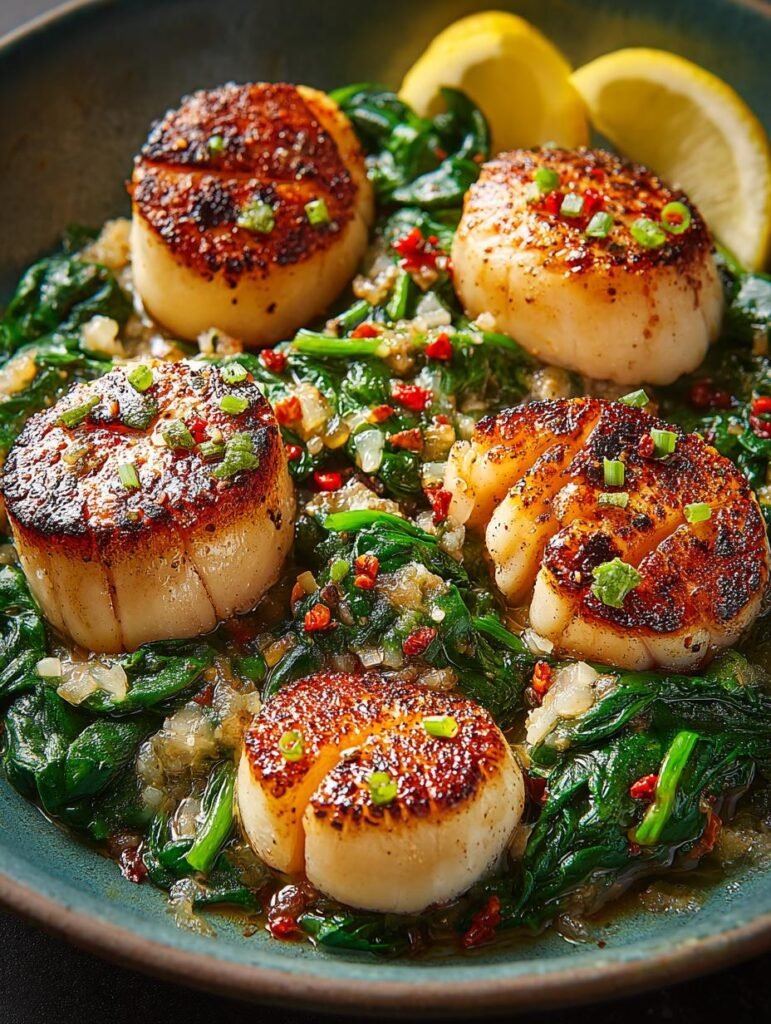 Seared Scallops with Spinach