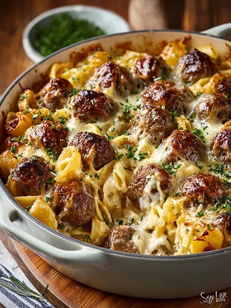 Swedish Meatball Pasta Bake