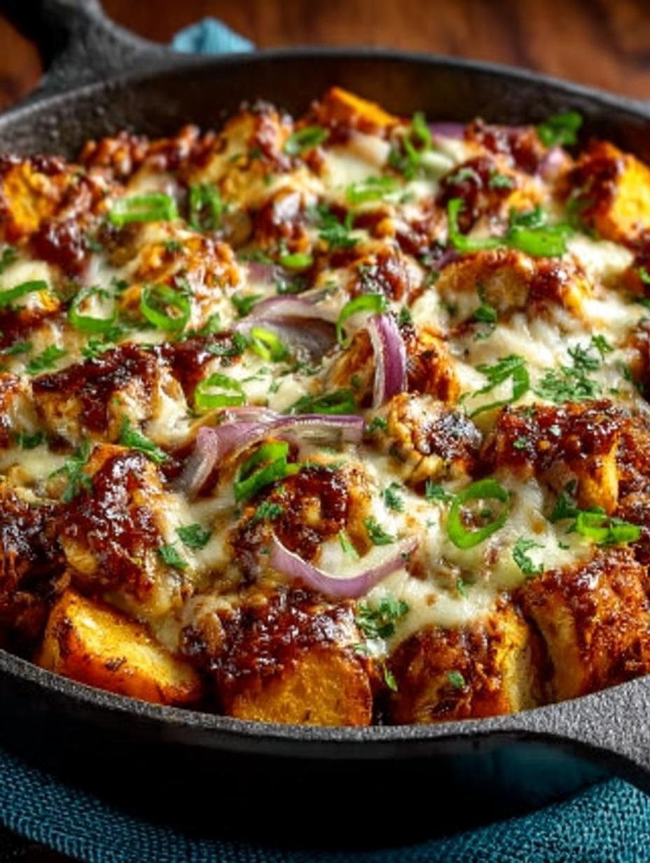 Sweet Potato Skillet with BBQ Chicken & Cheese Delight - Sweet Potato Skillet with - additional detail