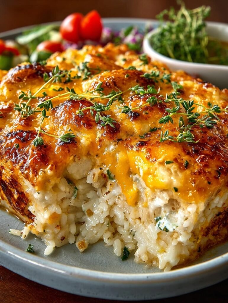 Cheesy Chicken Rice Bake