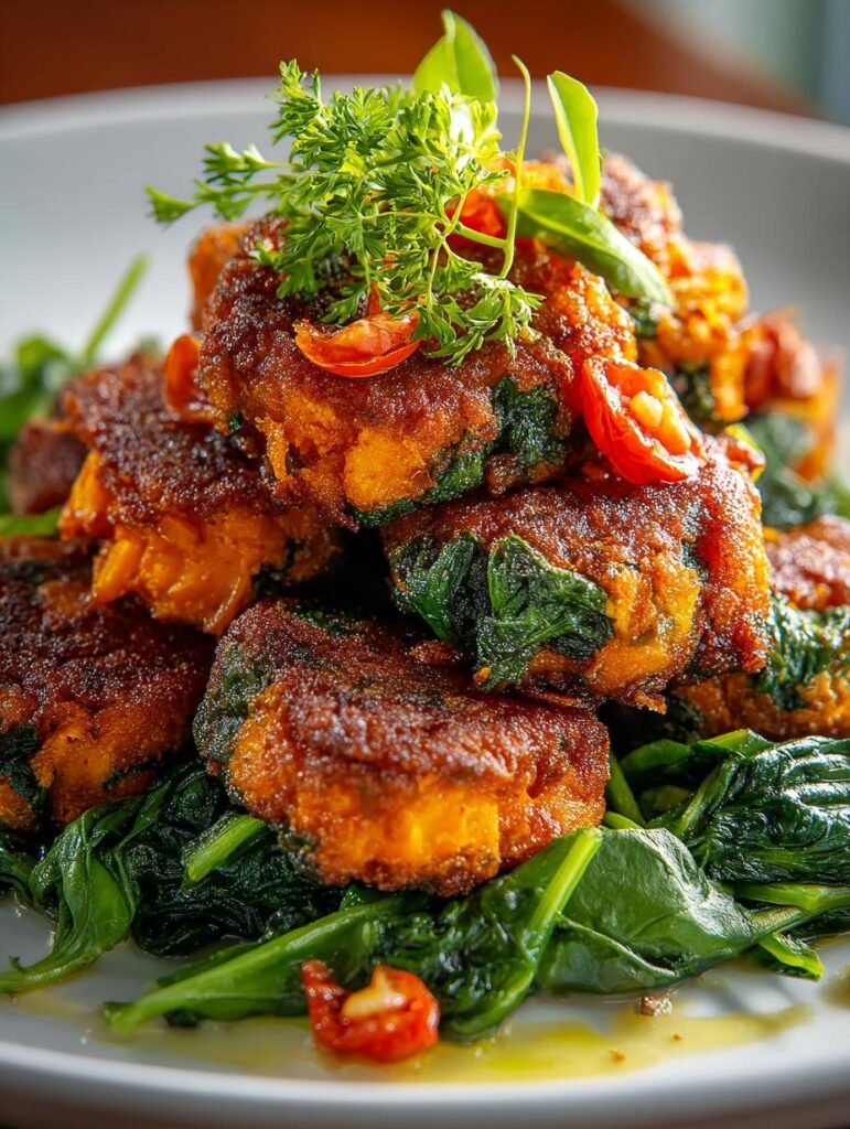 Crispy Sweet Potato Spinach