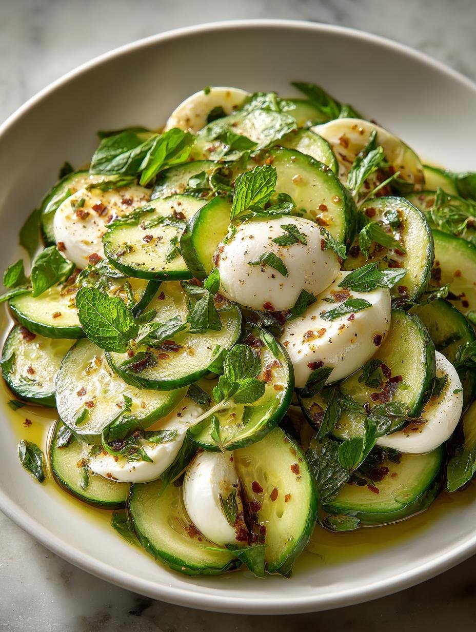 Delicious Cucumber Mozzarella Salad Recipe for Summer - Cucumber Mozzarella Salad - additional detail
