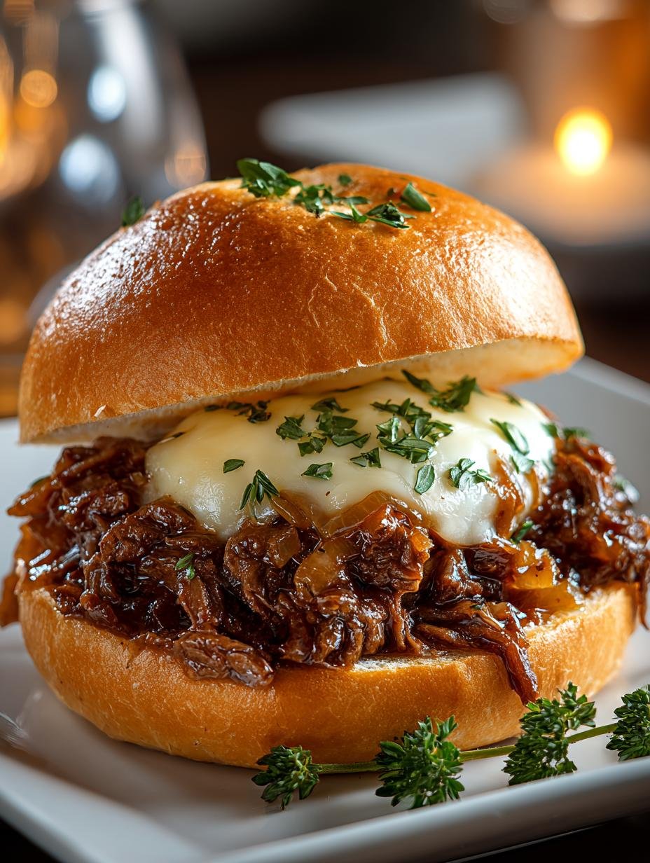 French Onion Beef Sloppy with Melted Cheese Magic - French Onion Beef Sloppy - additional detail