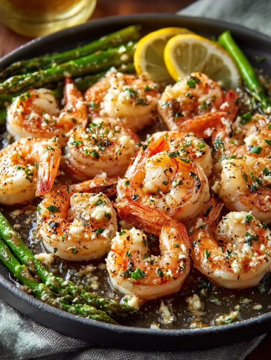 Lemon Garlic Shrimp with Asparagus & Feta Crumble - Lemon Garlic Shrimp with - additional detail