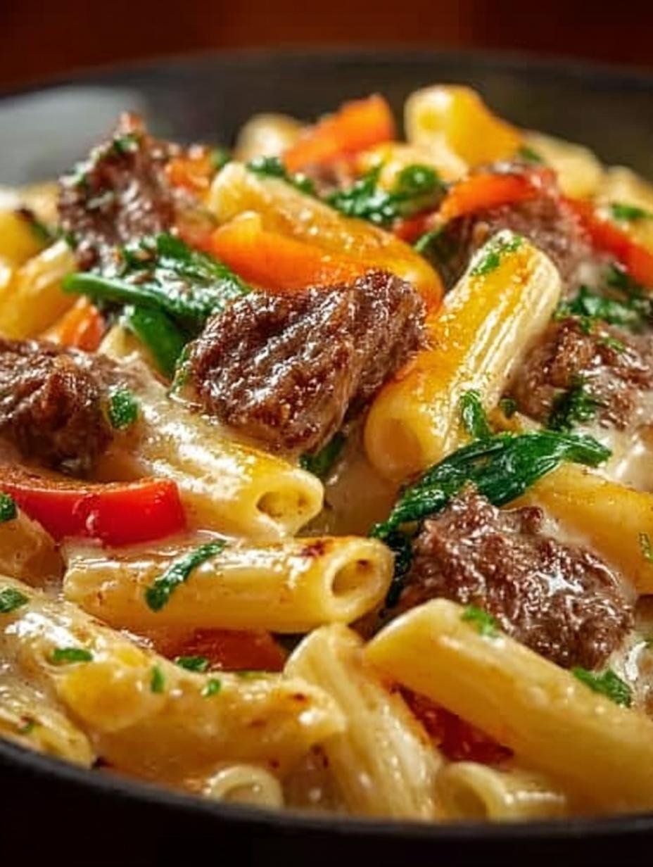 Delicious Philly Cheese Steak Pasta: 7 Incredible Steps - Philly Cheese Steak Pasta - additional detail