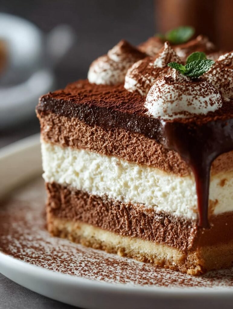Bake Chocolate Tiramisu Cheesecake