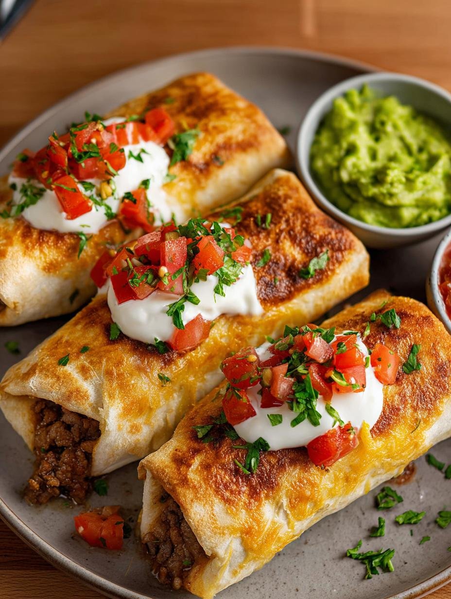 Baked Ground Beef Chimichangas
