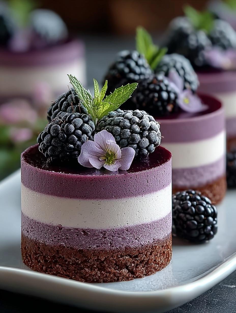 Mini Blackberry Mousse Cakes