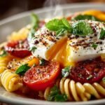 Tomato Peach Burrata Pasta