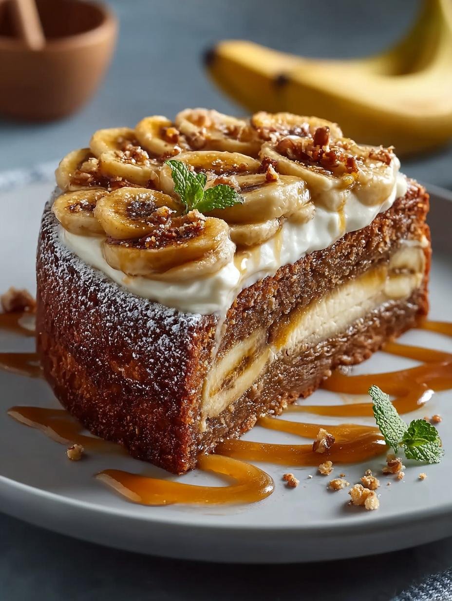 Delicious Torched Banana Cake with a crispy caramelized topping
