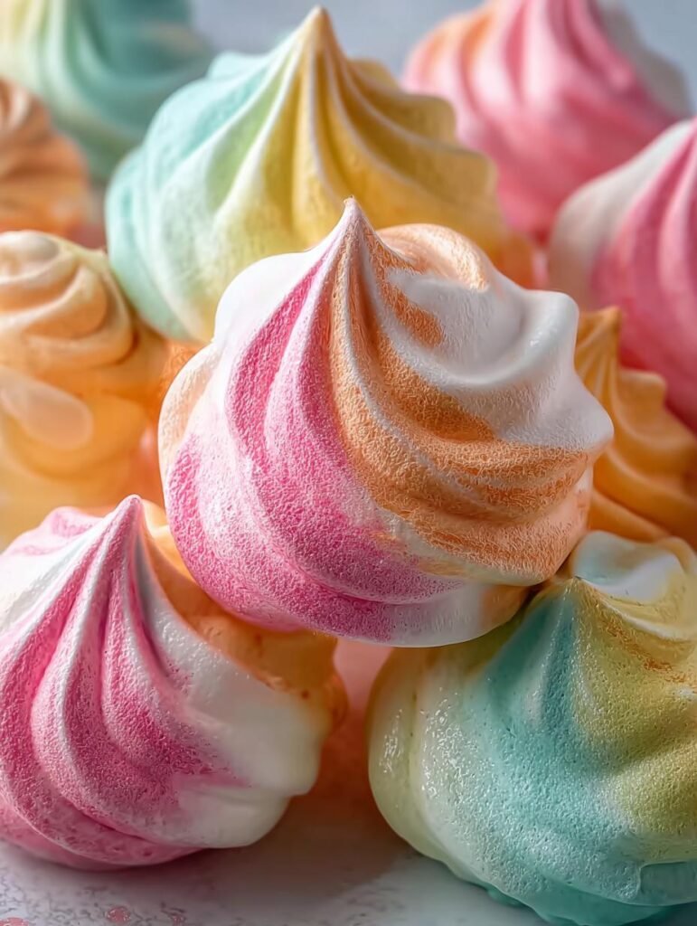 Rainbow Sherbet Meringues